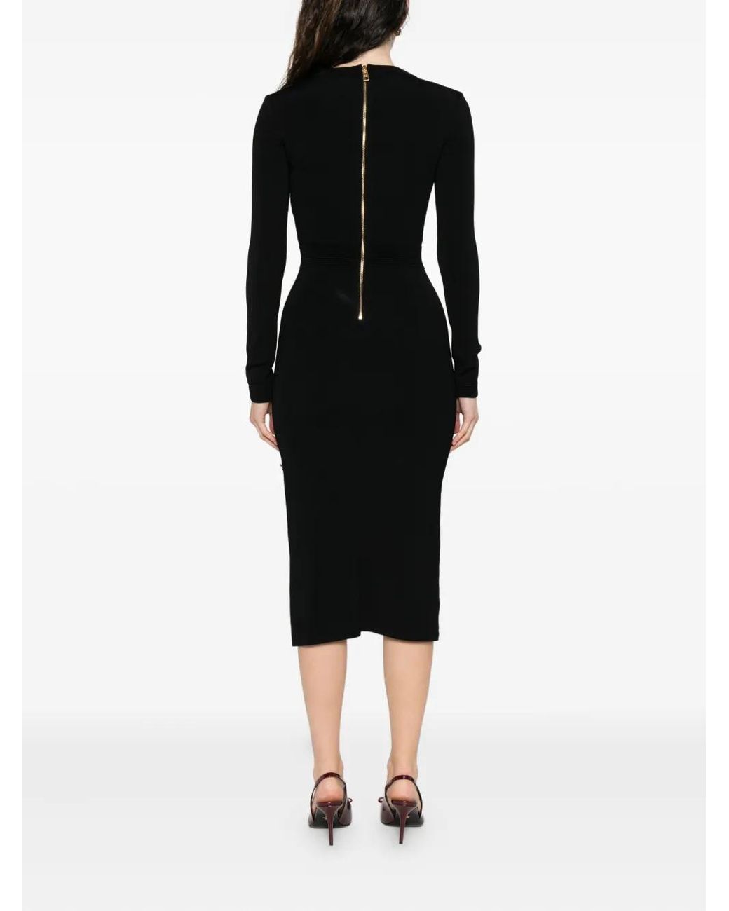 Elisabetta Franchi Black Chain-Embellished Ribbed Dress