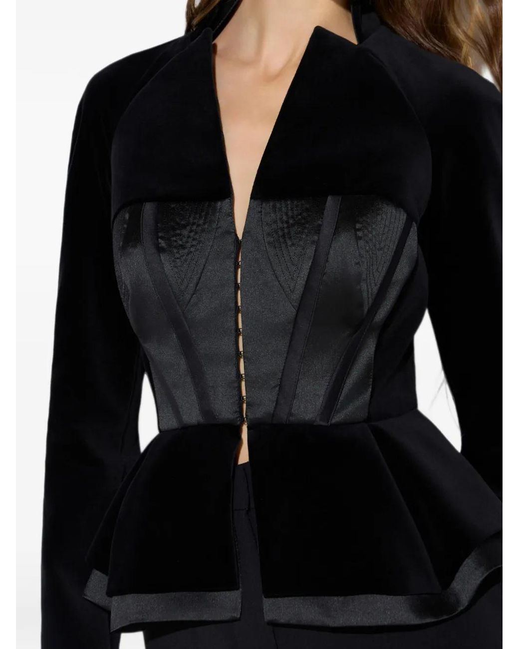 Elisabetta Franchi Black Gazar And Velvet Jacket
