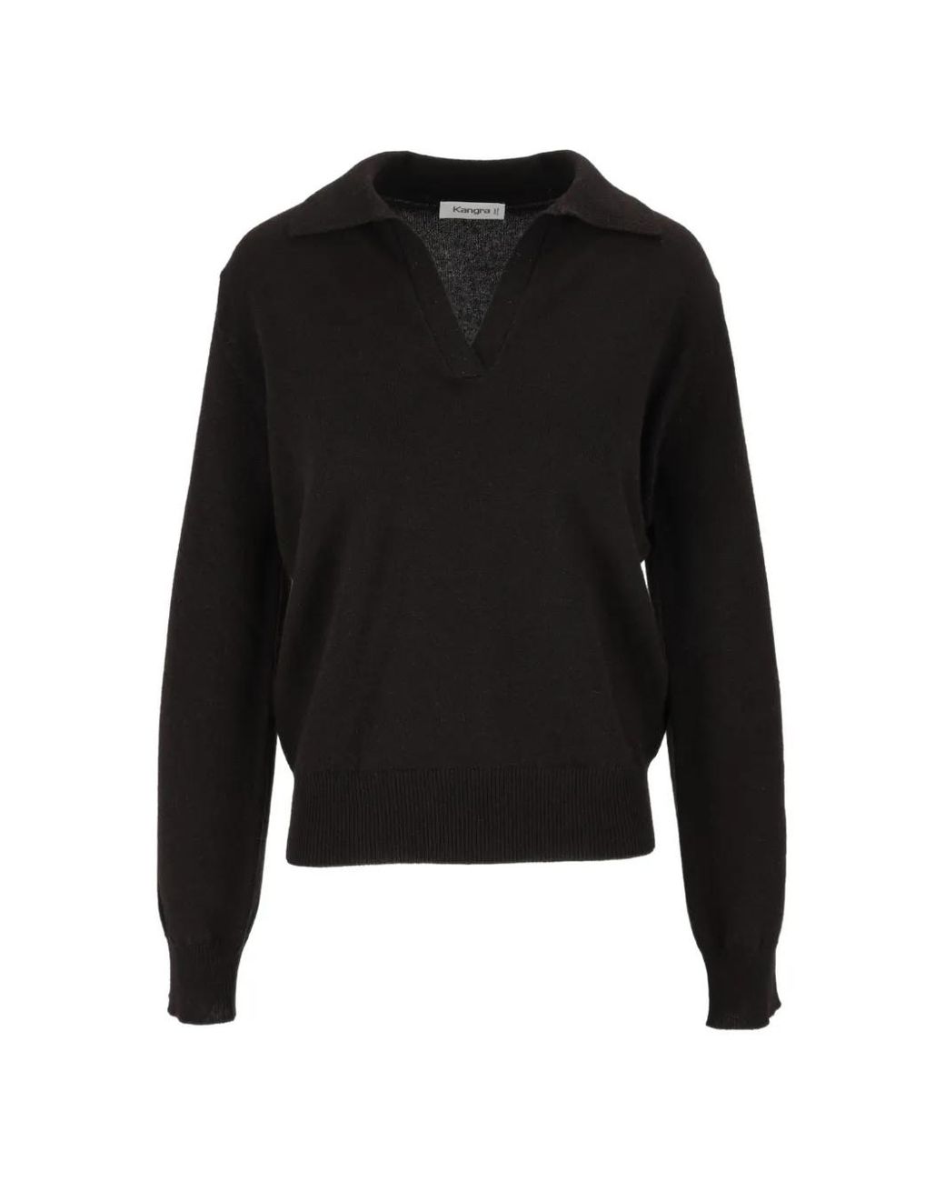 Kangra Black Long-Sleeve Polo Sweater