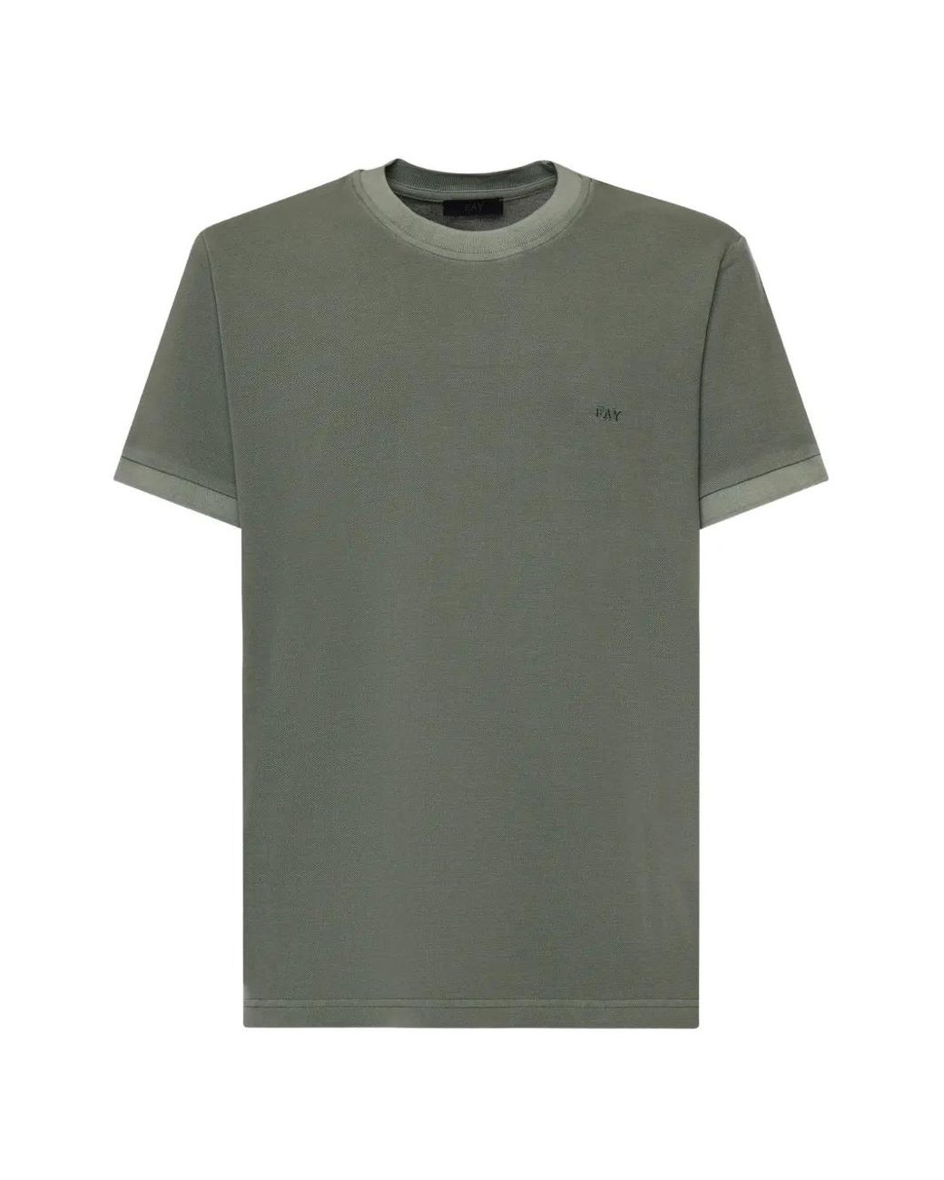 Fay Green Logo-Embroidered T-Shirt for men