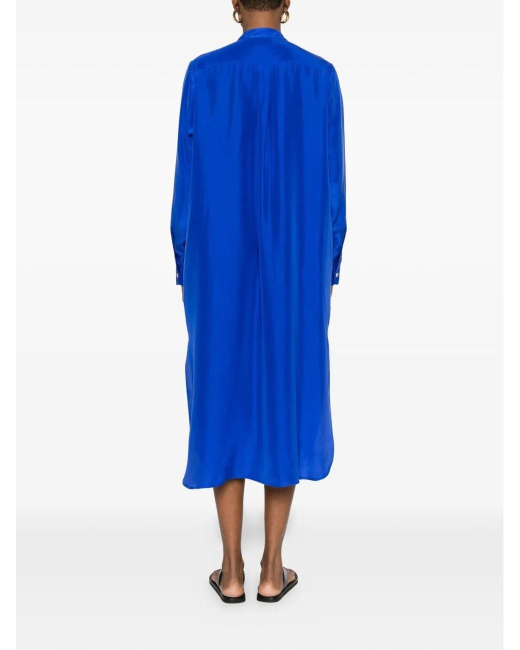 P.A.R.O.S.H. Blue Robe Mi-Longue À Boutonnière