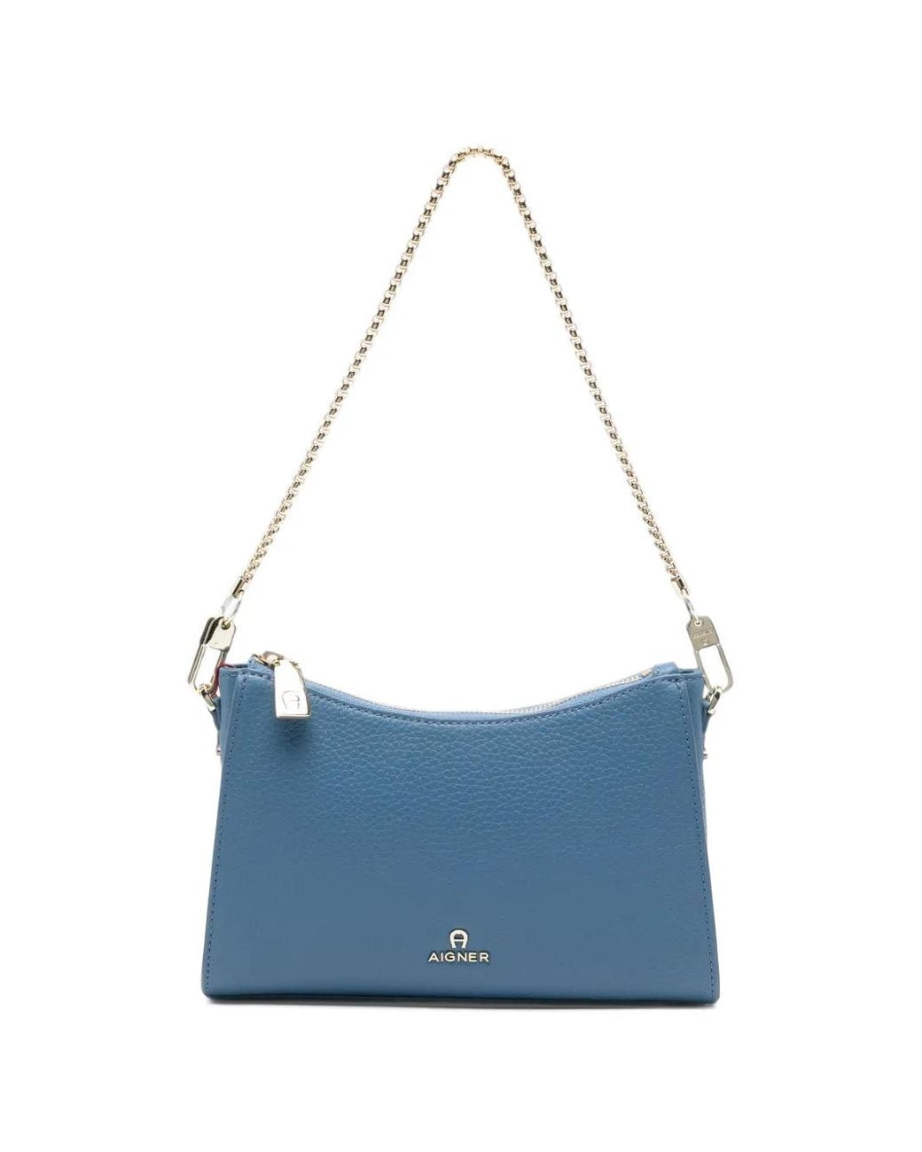 Aigner Blue Ivy Grained Leather Shoulder Bag