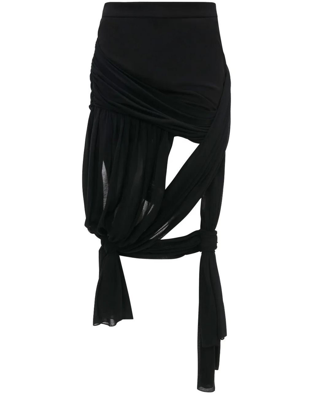 J.W. Anderson Black Draped Wrap Midi Skirt