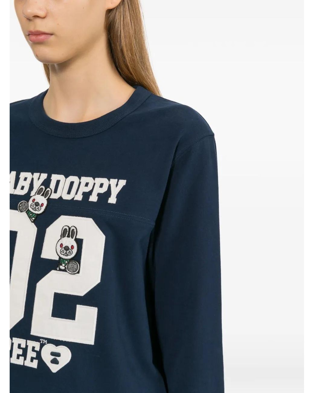 AAPE BY A BATHING AP Blue Logo-Patched Crew Neck T-Shirt