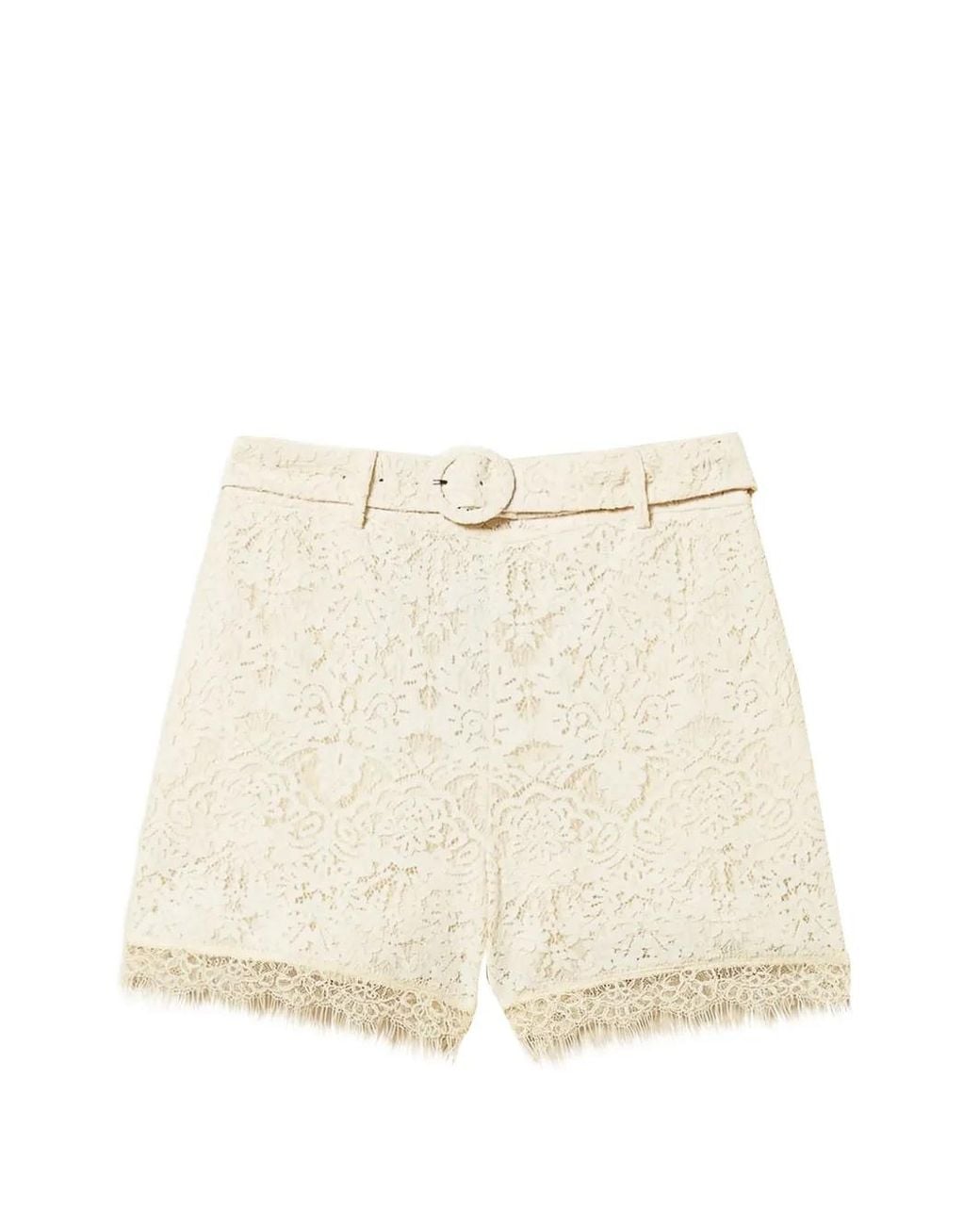 Twinset Natural Lace Shorts With Belt