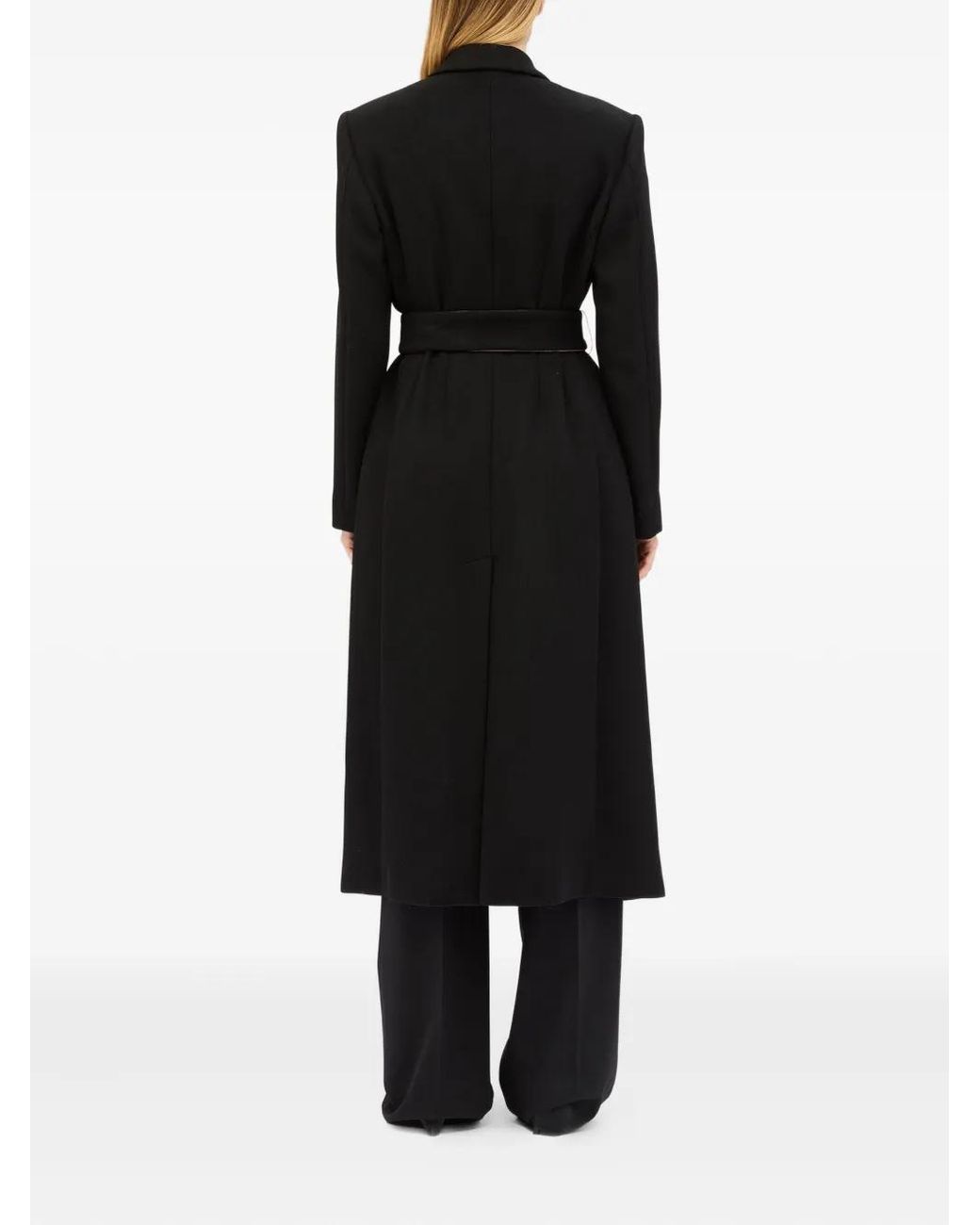MSGM Black Doppelreihiger Mantel Mit Gürtel