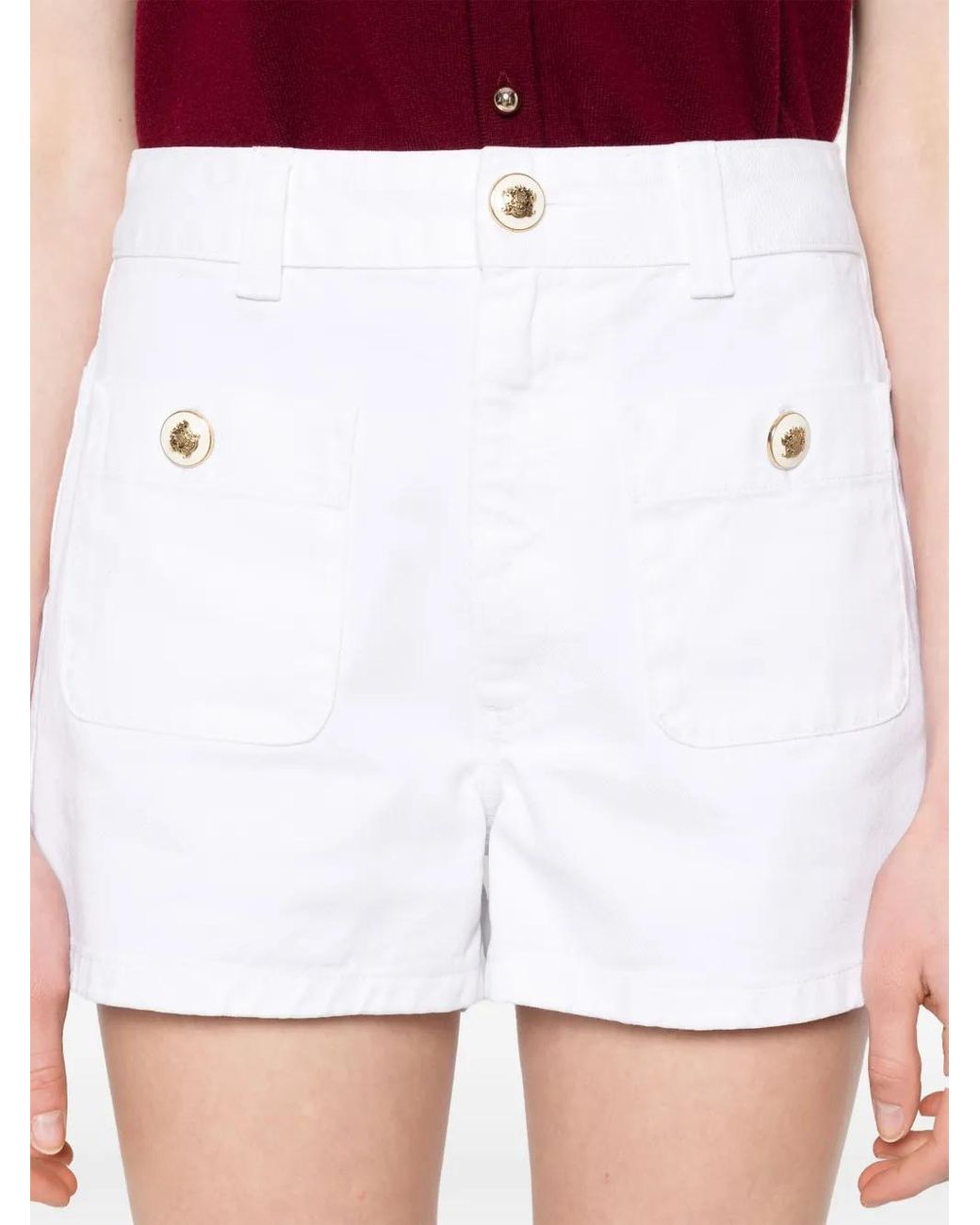 Sandro White High Waist Denim Shorts