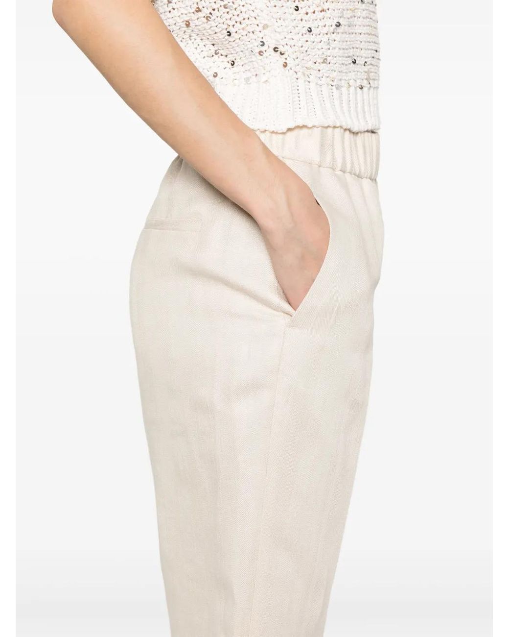 Peserico White Interlock-Twill Trousers