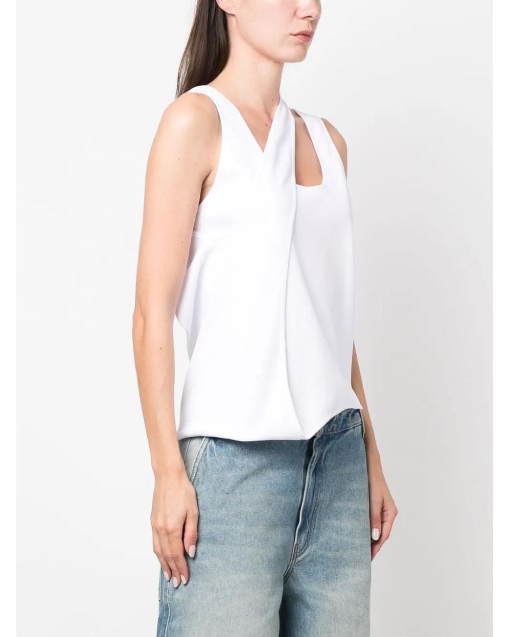 Gauchère White Mirror Ribbed Tank Top