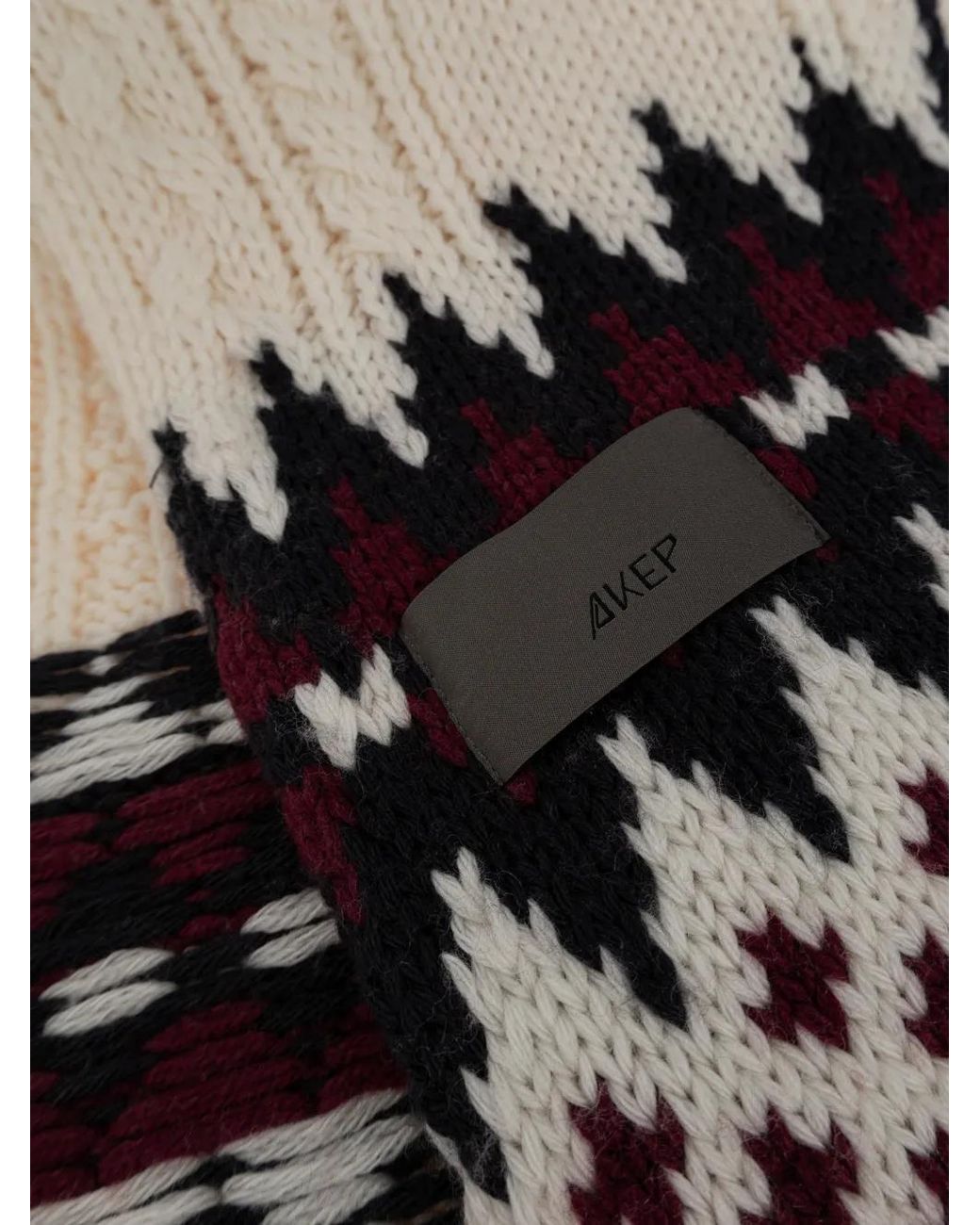 Akep Black Cable-Knit Jacquard-Patterned Scarf