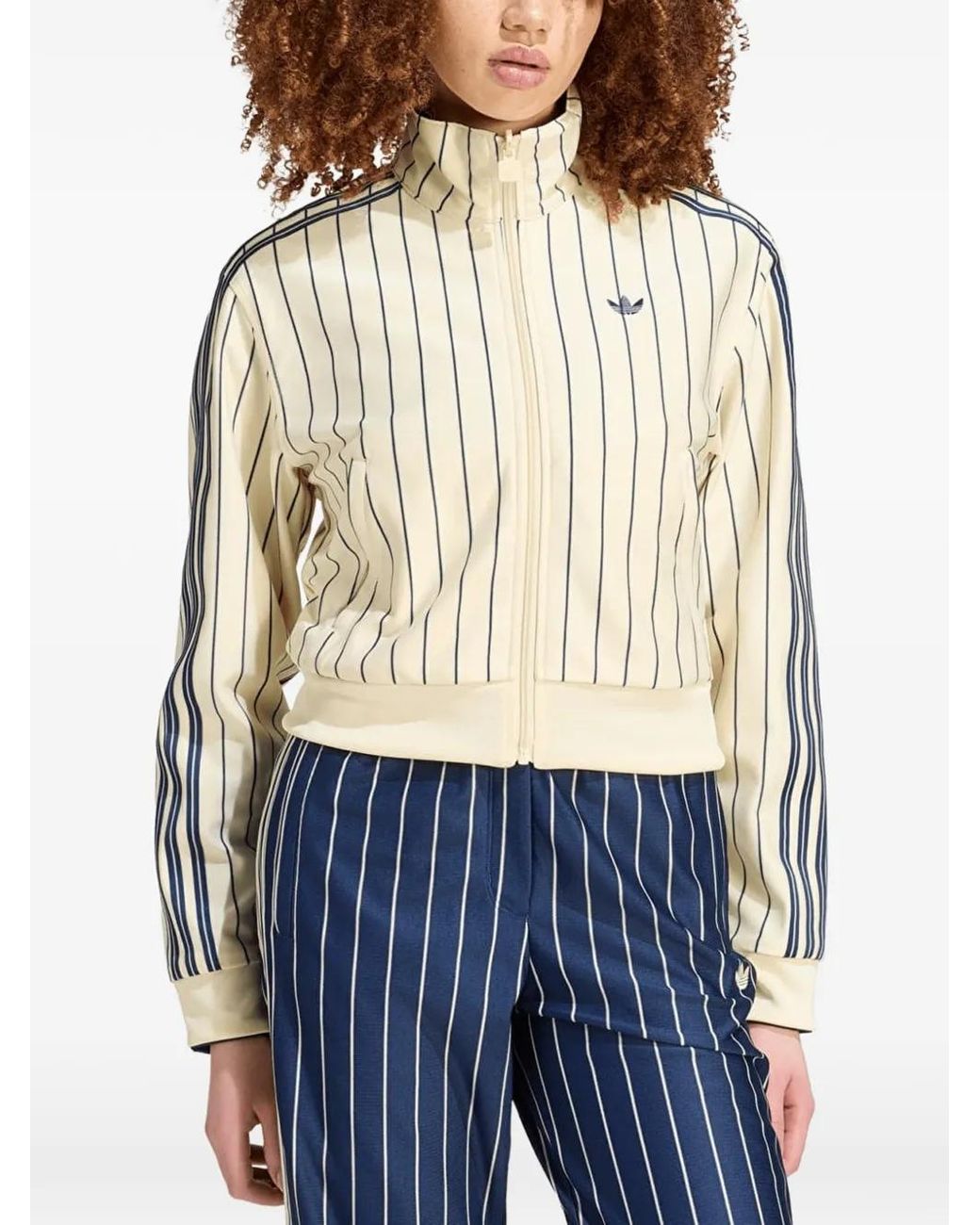 Adidas Blue Pinstripe-Print Sweater
