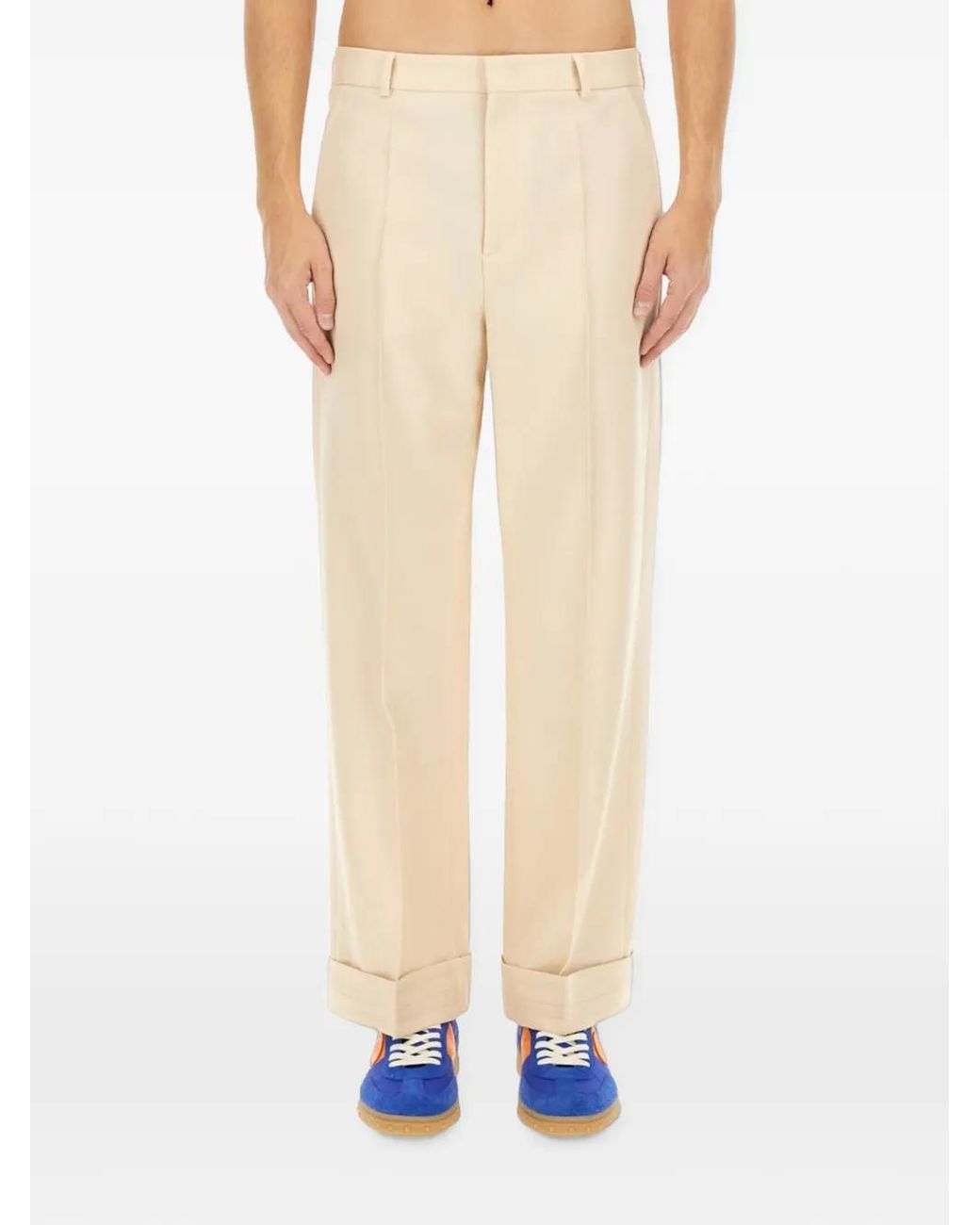 Valentino Garavani Natural Gabardine Wool Trousers for men