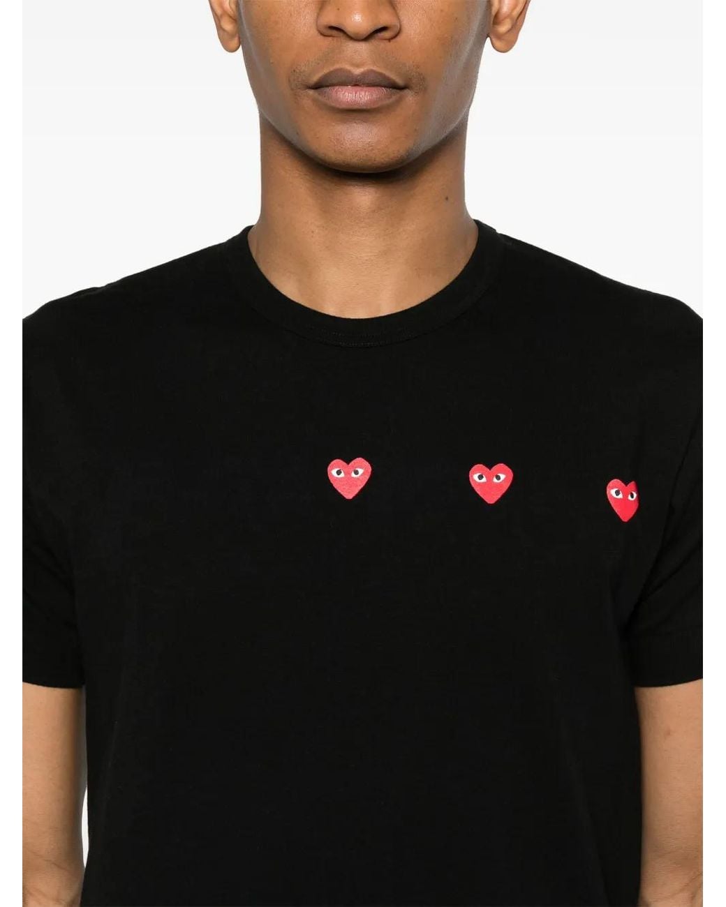 COMME DES GARÇONS PLAY Black "Logo Print" T-Shirt