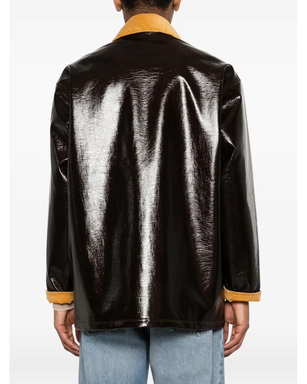 sunflower Black Vinyl Leisure Corduroy Collar Jacket for men