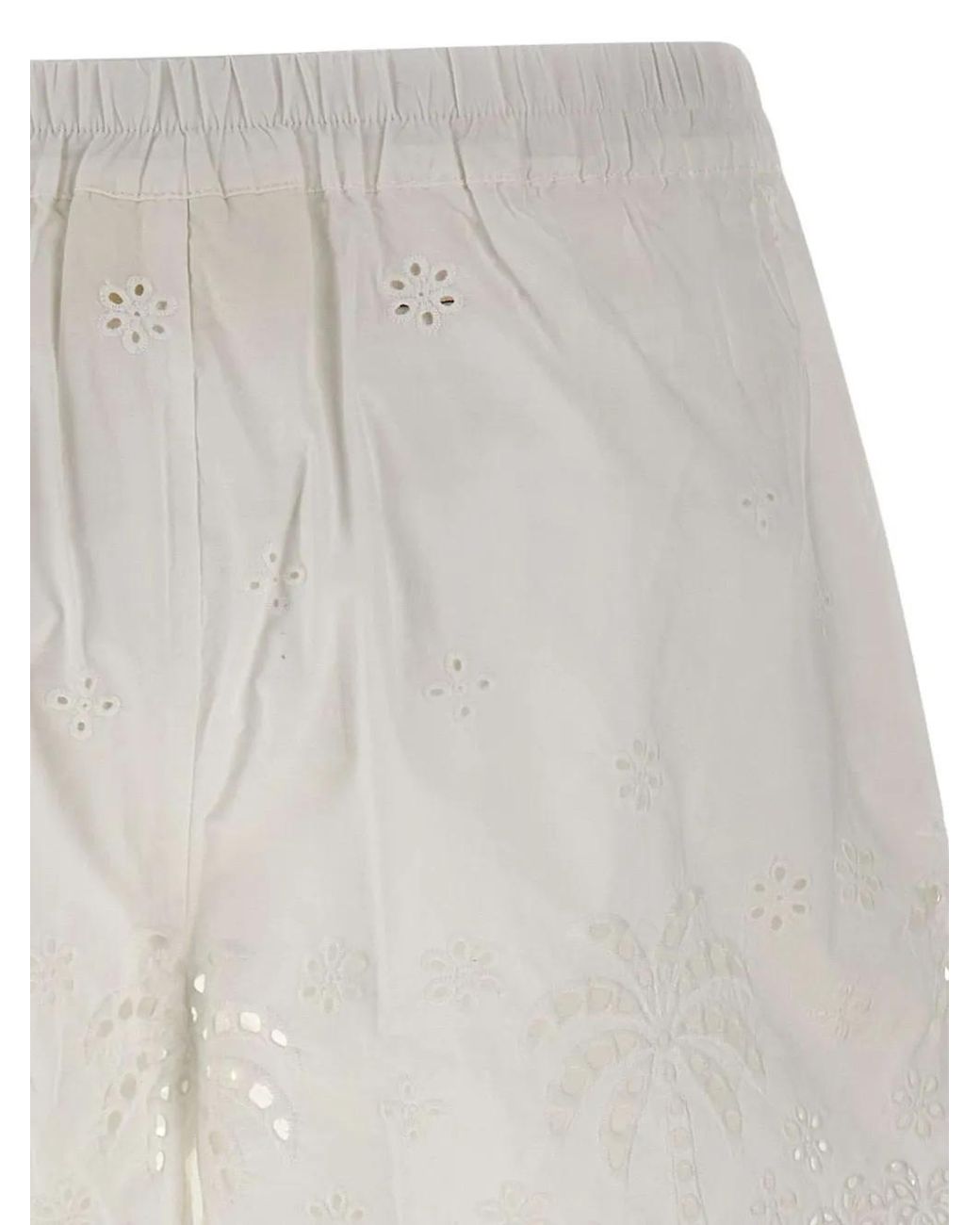 Mc2 Saint Barth White Amani Linen Shorts With Polka Dots Print