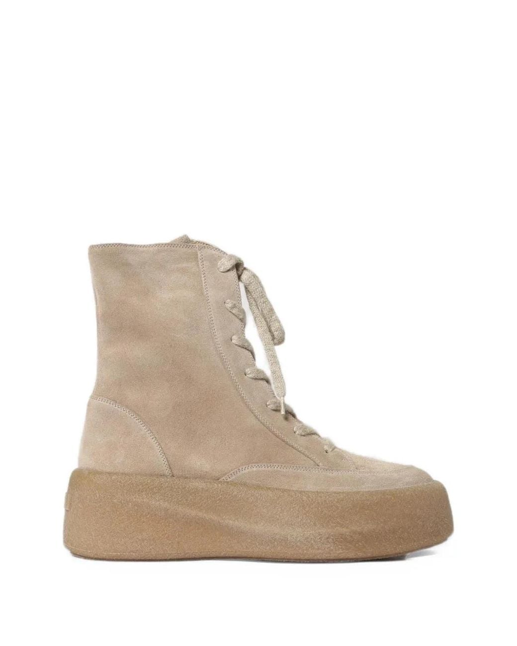 Vic Matié Natural Lace-Up Suede Ankle Boots