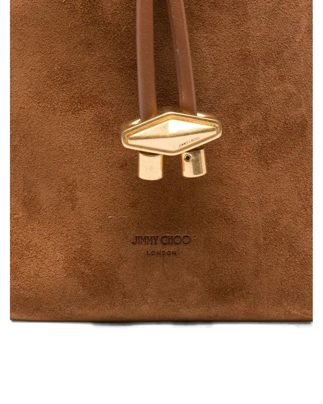 Jimmy Choo Brown Cinch Drawstring Suede Bucket Mini Bag