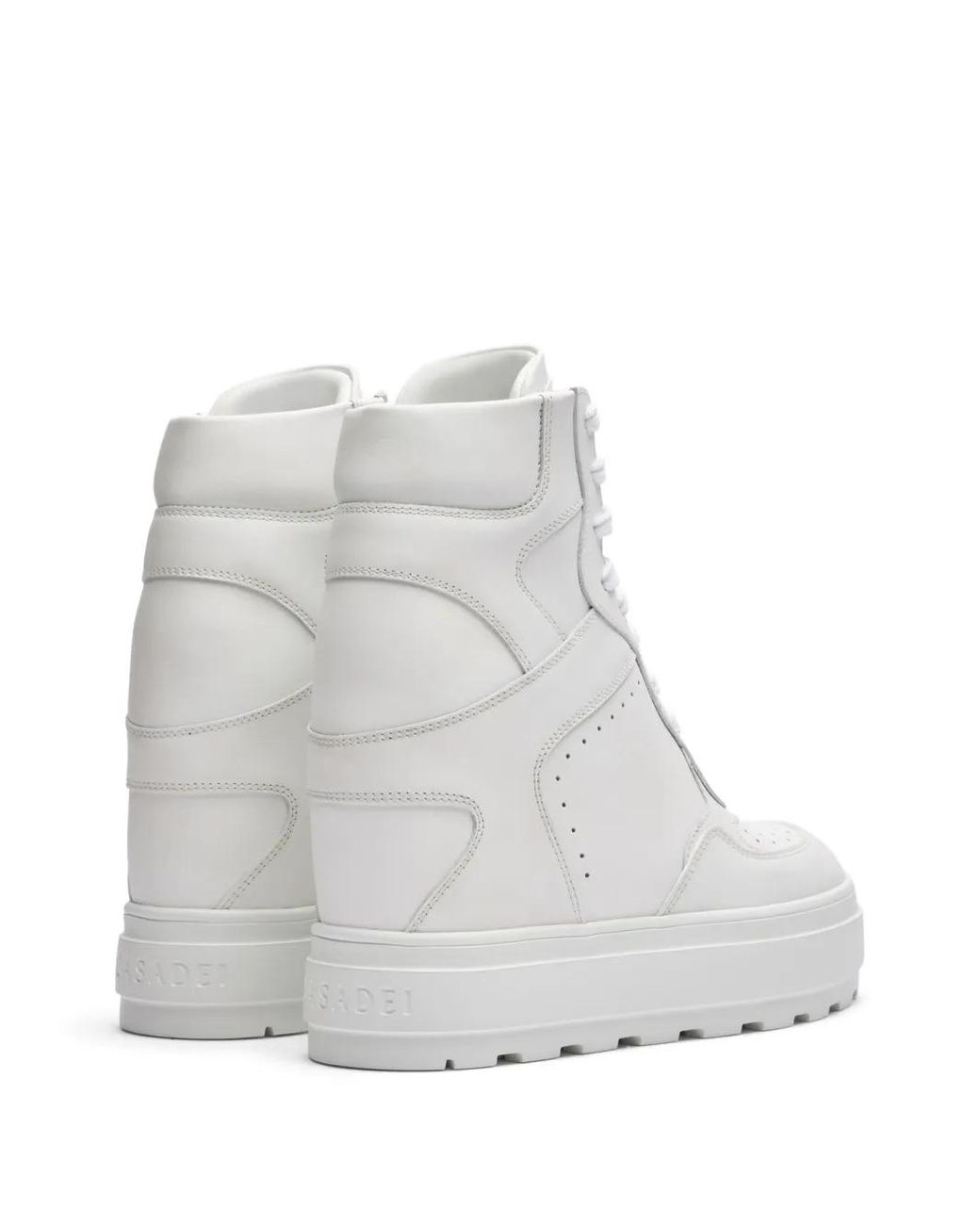 Casadei White High-Top Leather Sneakers
