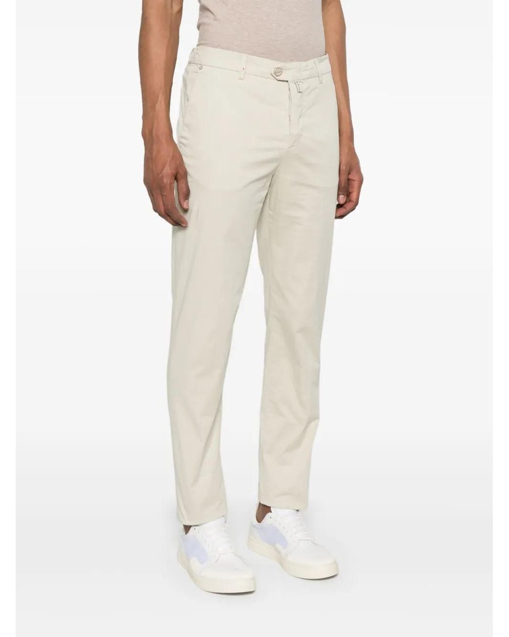 Kiton White Logo-Patch Chinos for men
