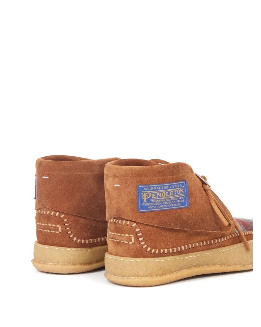 Maison Margiela Brown Pendleton Leather Boat Shoes for men