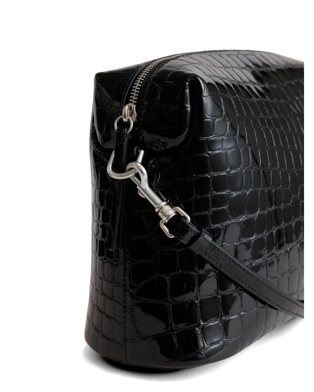 Yu Mei Black Sac À Bandoulière Ch'Lita En Cuir À Effet Peau De Crocodile