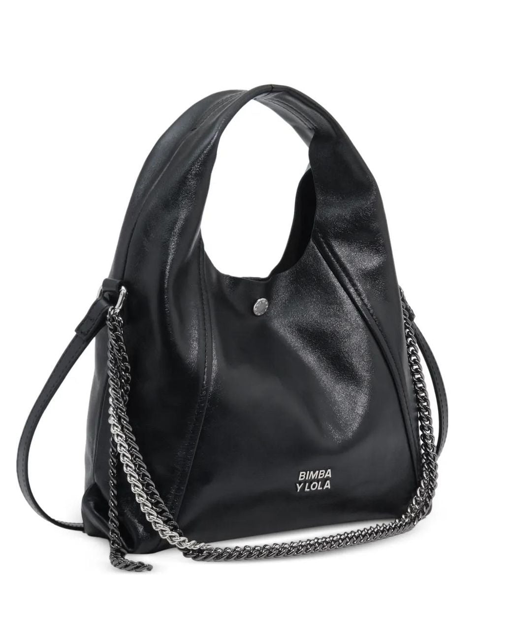 Bimba Y Lola Black Small Leather Paper Bag