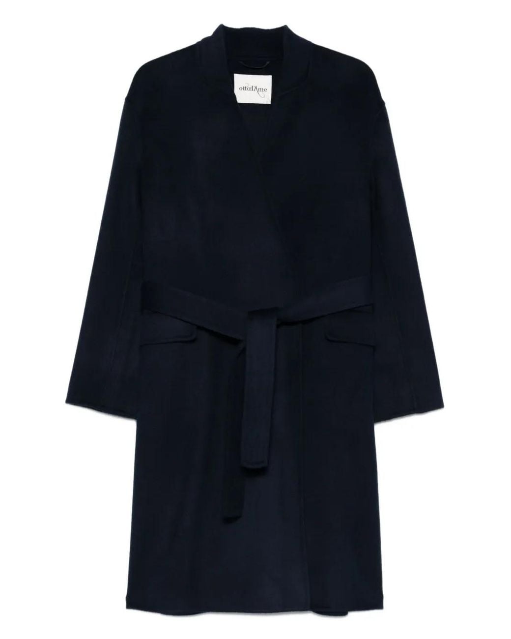 Abrigo Midi Cruzado Con Cinturón Ottod'Ame de color Blue