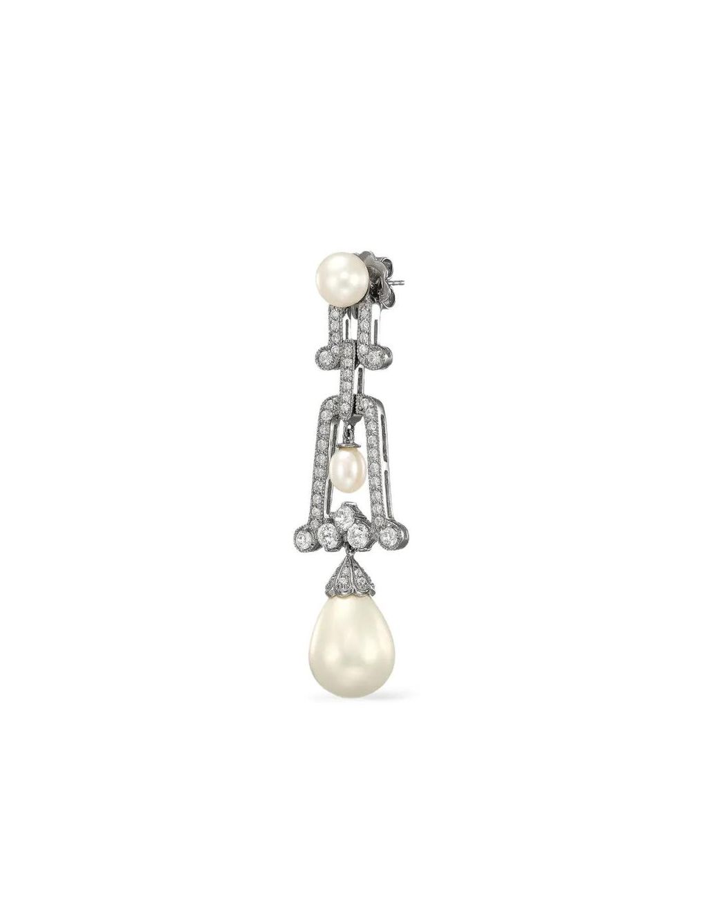 Anabela Chan White 14K And Rhodium Vermeil Moderne Pearl And Diamond Earrings