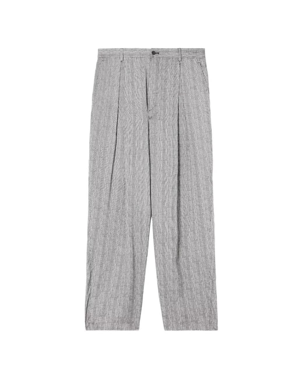Giorgio Armani Gray Pantalon Rayé À Design Plissé for men