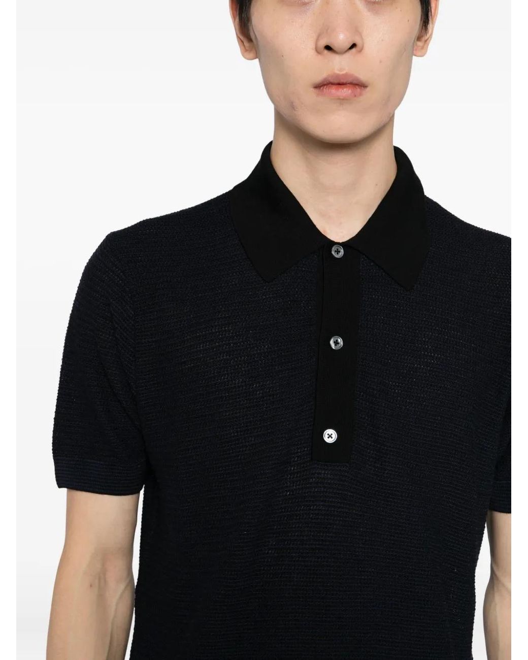 Tom Ford Black Wool Polo Shirt for men