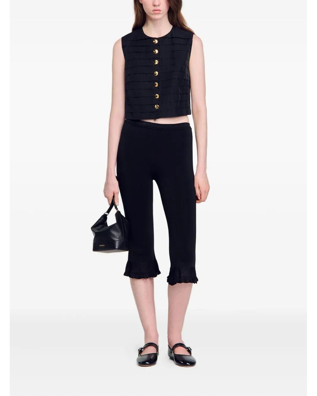 Sandro Black Eilat Cropped Top