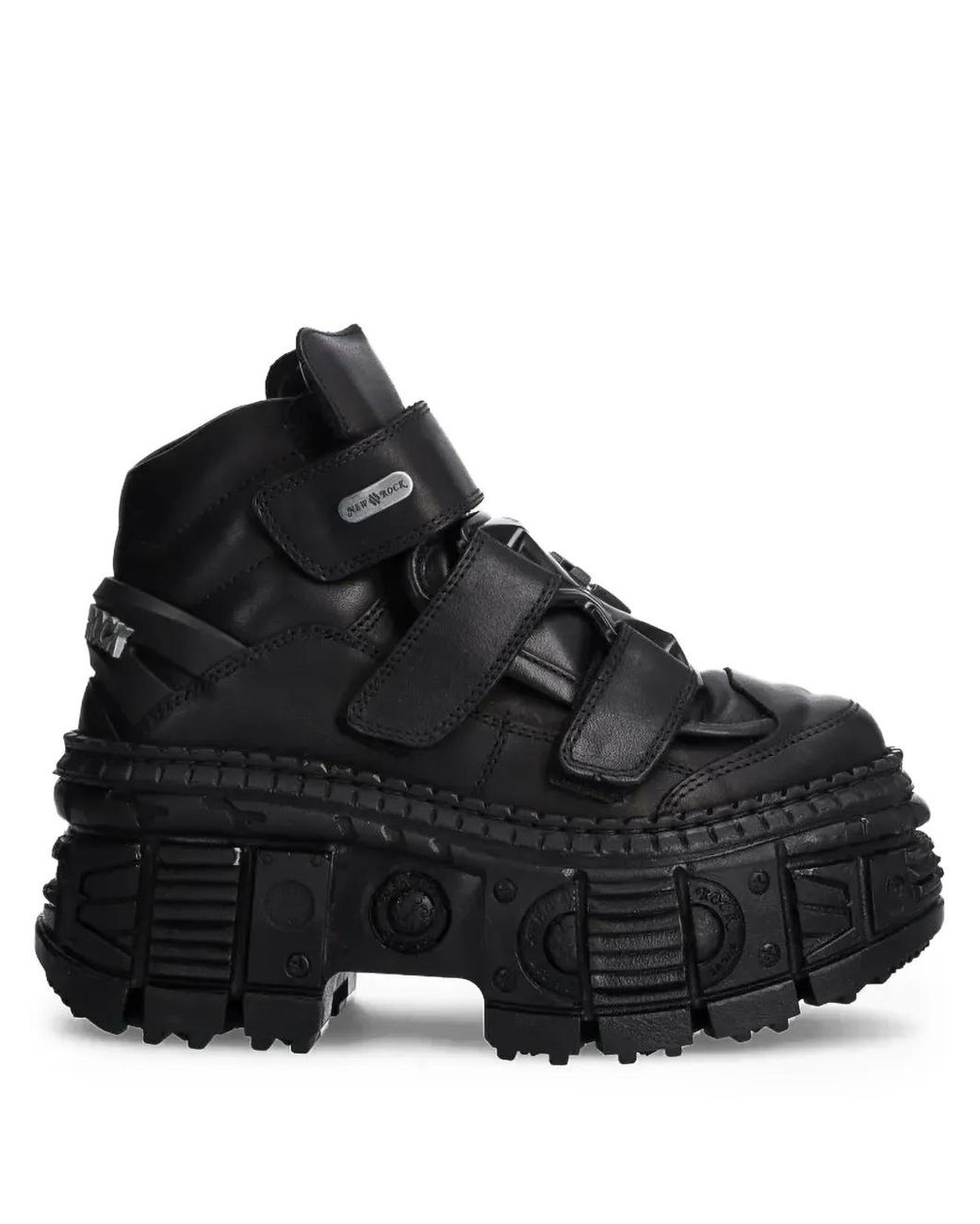 New Rock Black Strap Platform Boots
