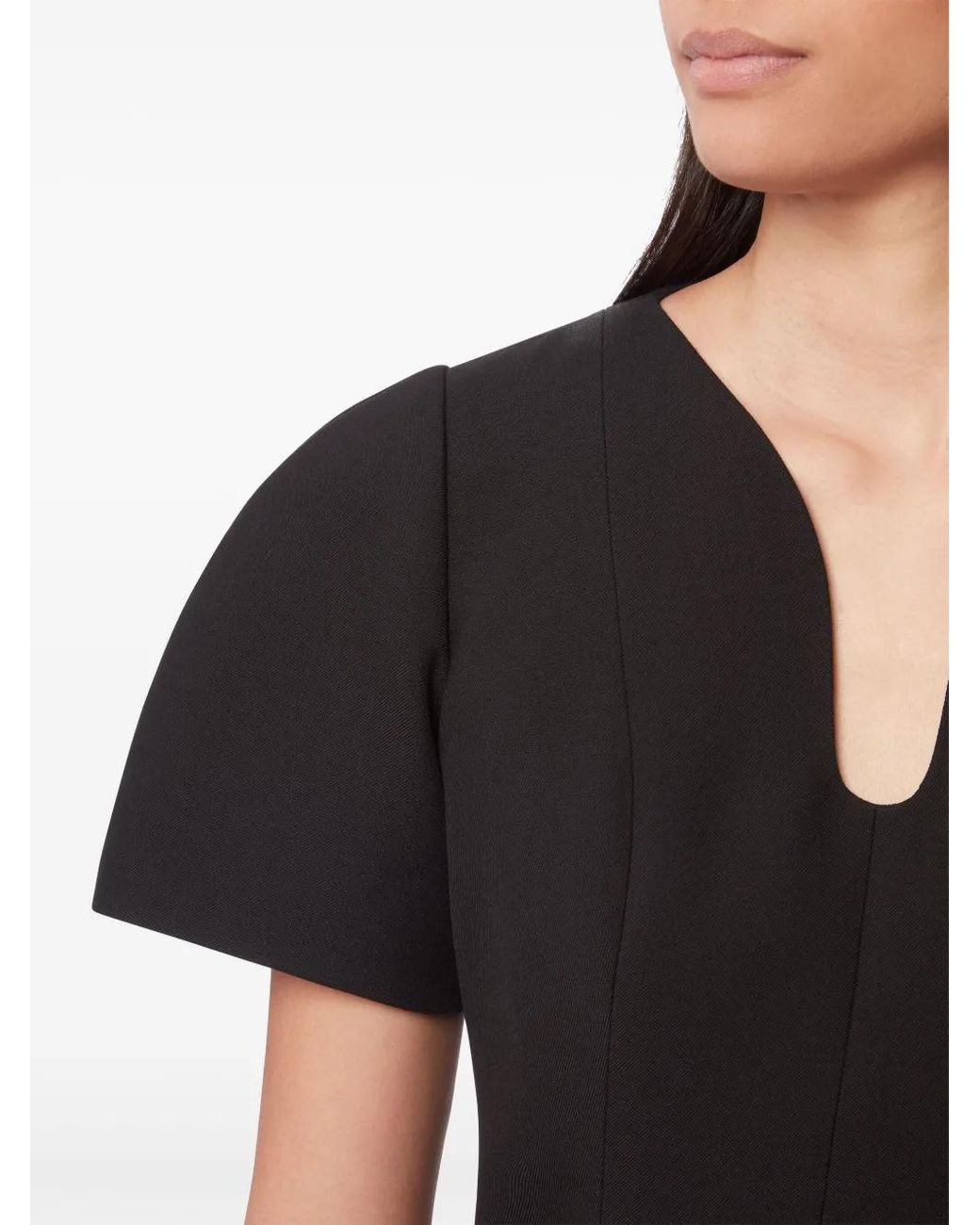 Nina Ricci Black Peplum-Hem Wool Dress
