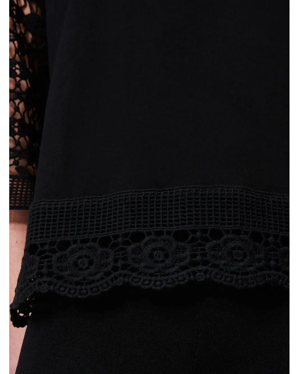 Twinset Black Macramé-Detail Blouse