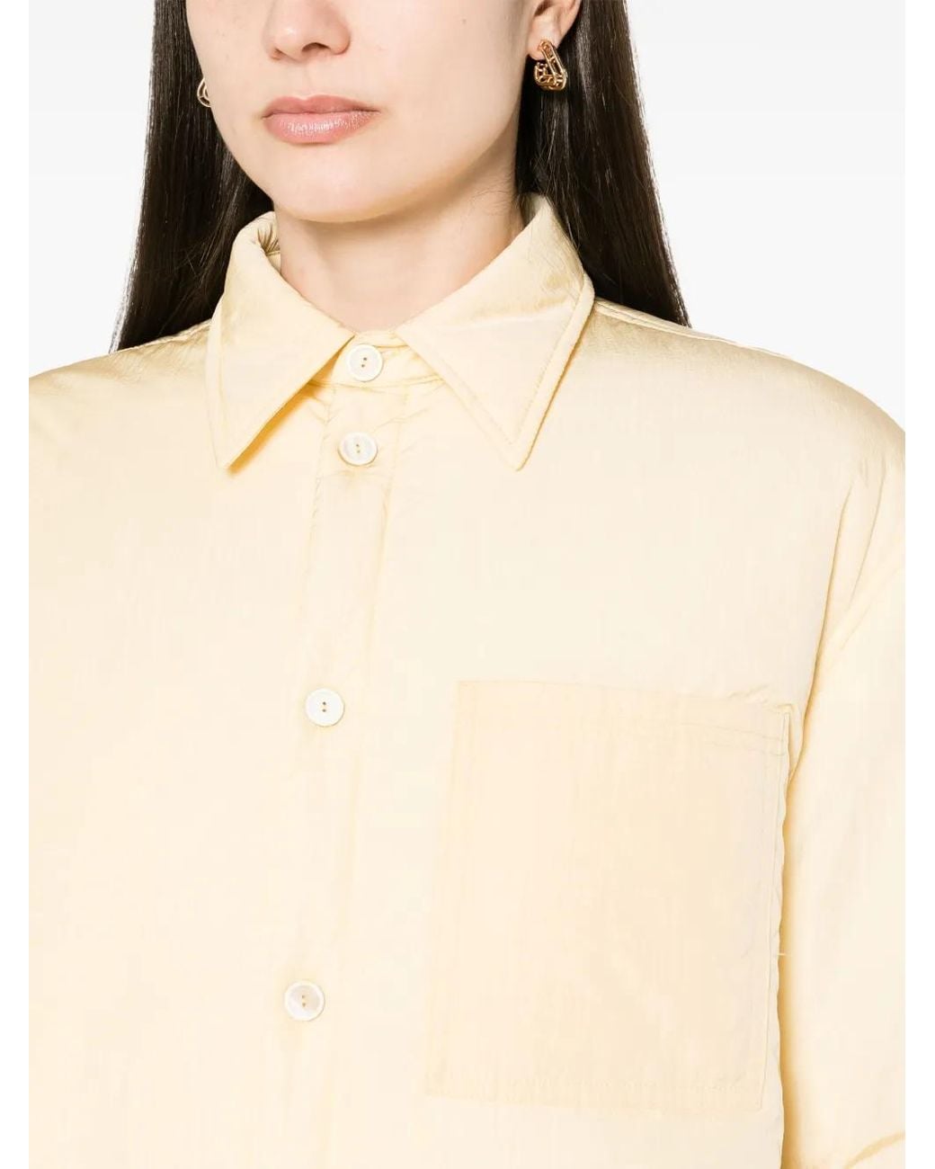 Fabiana Filippi Natural Button-Up Crinkled Jacket