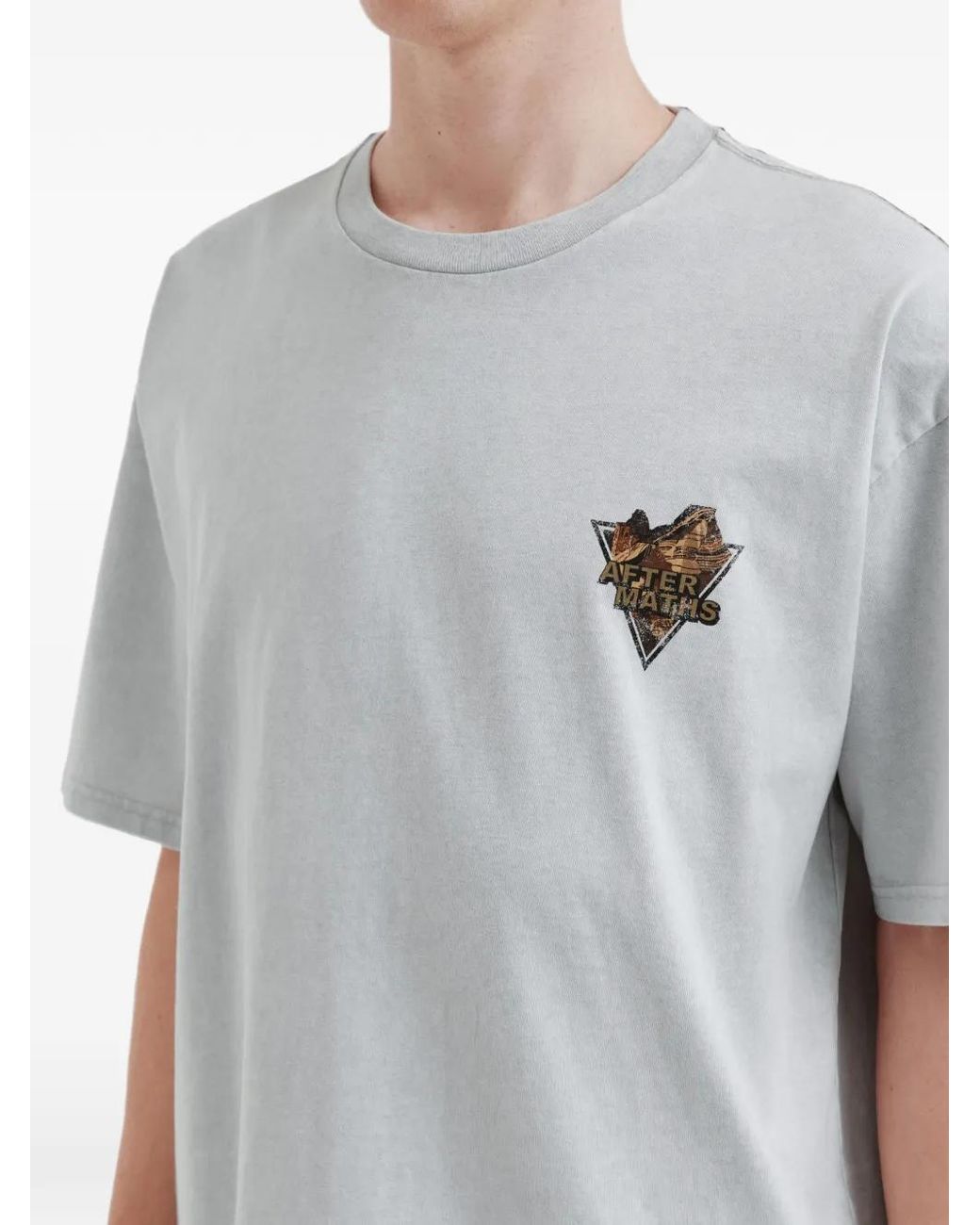AFTERMATHS Gray Graphic-Print Cotton T-Shirt for men