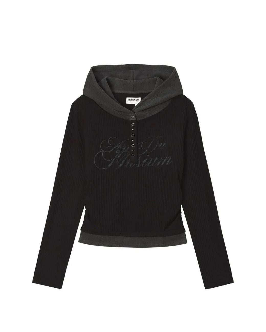 Musium Div. Black Ribbed Logo-Print Hoodie