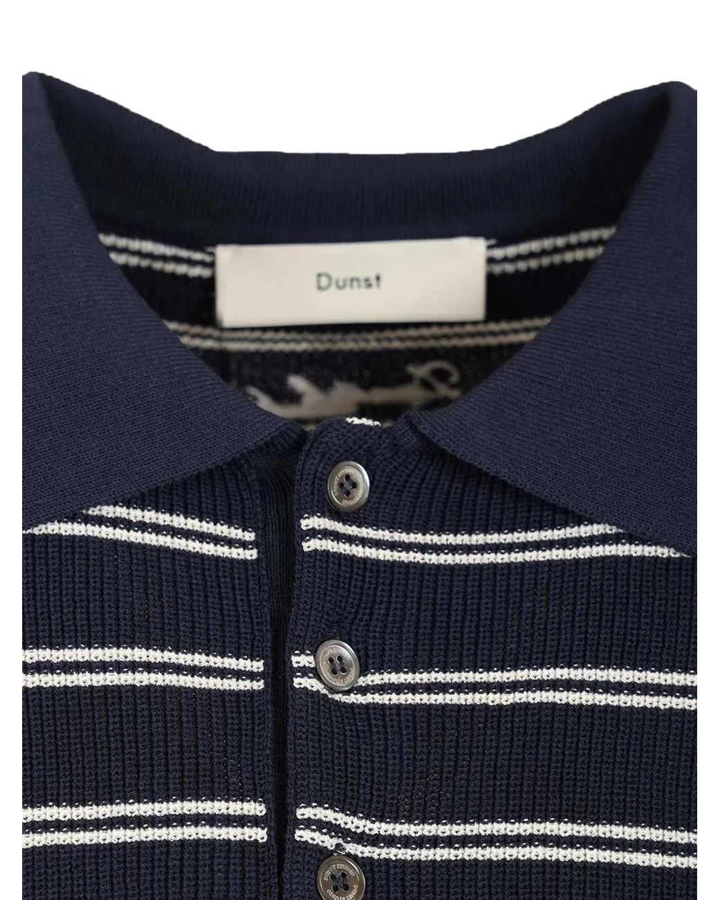 DUNST Blue Striped Short-Sleeve Knit Polo