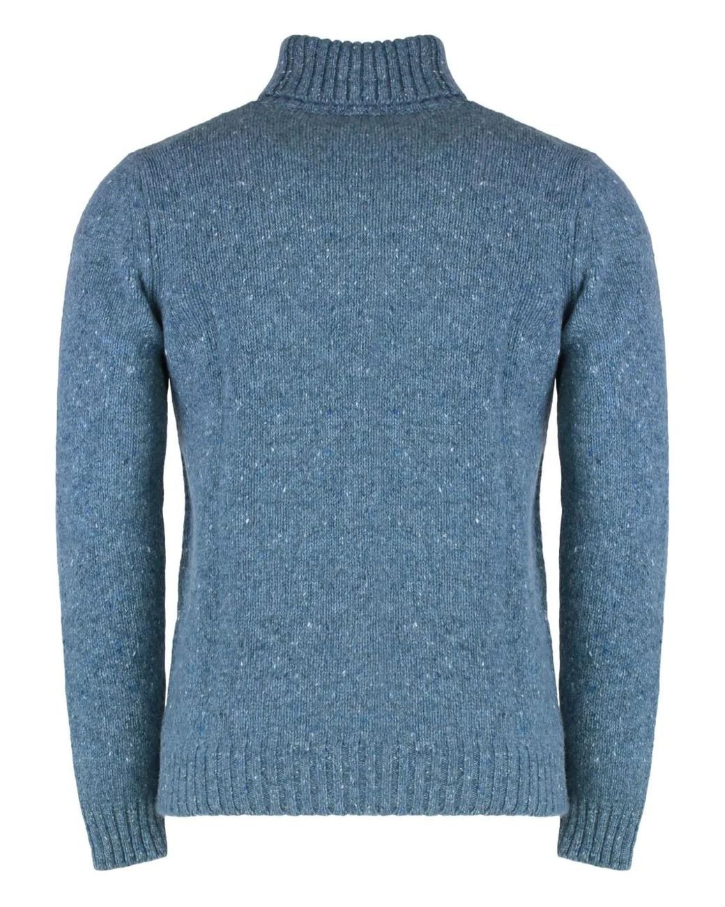 Moorer Blue Turtleneck Ribbed Sweater for men