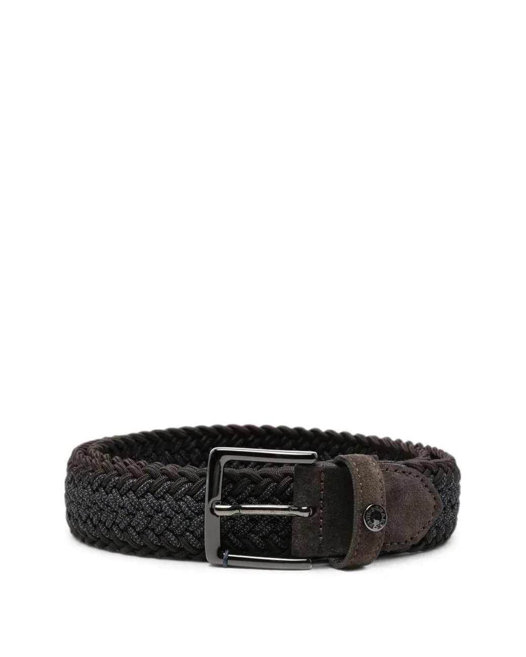 Paul & Shark Black Braided Suede-Trim Belt for men