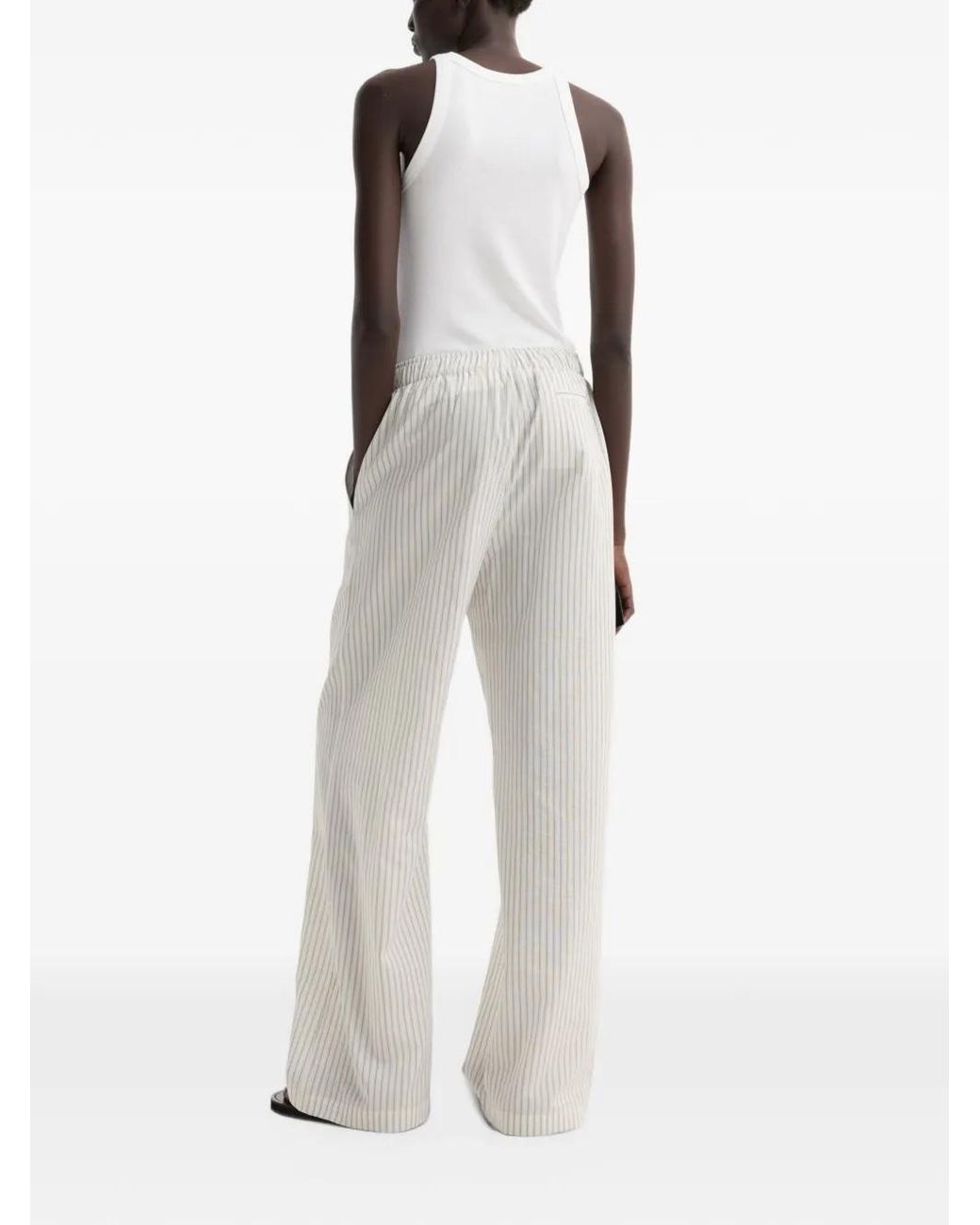 Rohe White Striped Wide-Leg Trousers