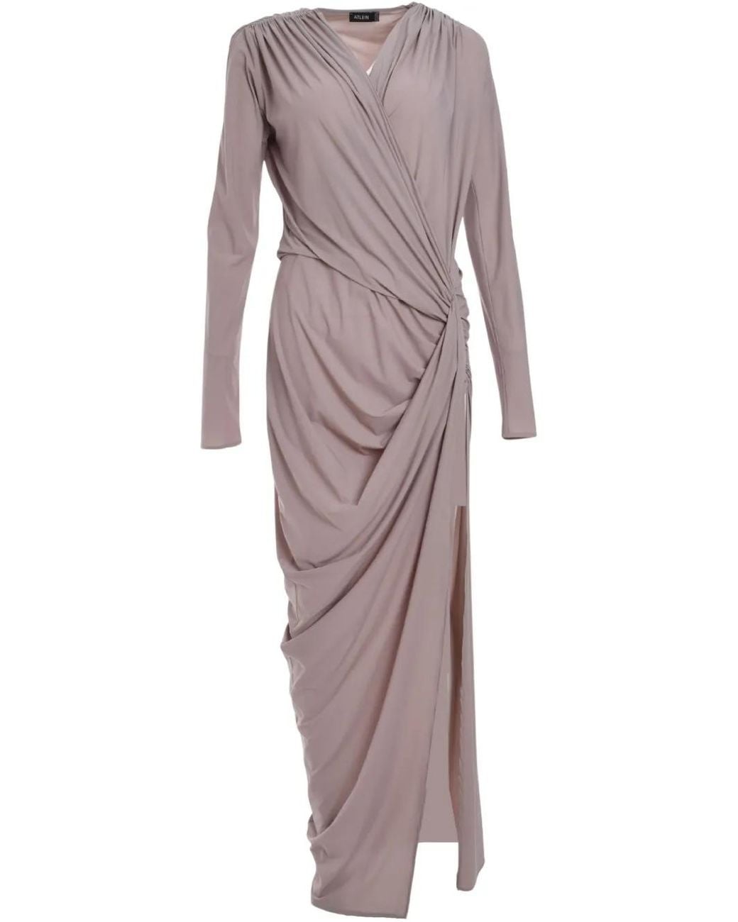 Atlein Gedrapeerde Maxi-Jurk in het Purple