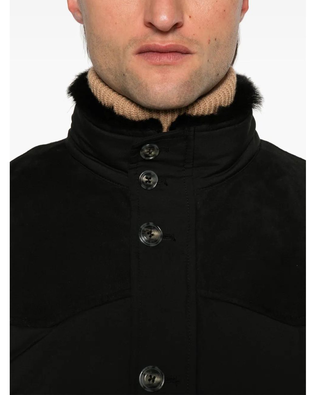 Barba Napoli Black Mock-Neck Puffer Jacket for men