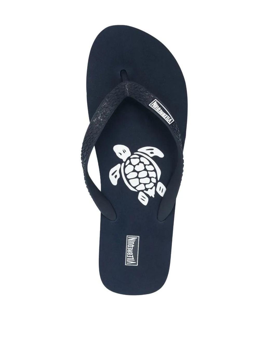 Vilebrequin Blue Graphic-Print Logo-Patch Flip-Flops for men