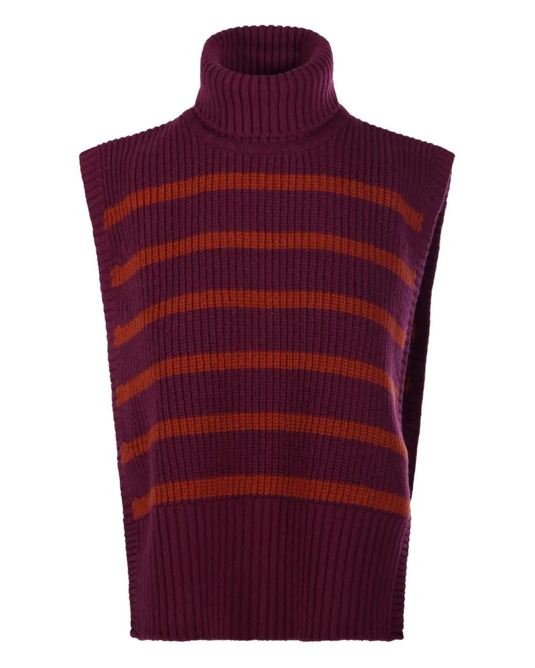 DAVANTINO Red Turtleneck Striped Vest