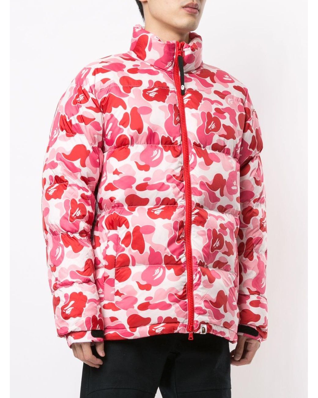 A Bathing Ape Abc Camo-print Puffer Jacket in Red for Men | Lyst