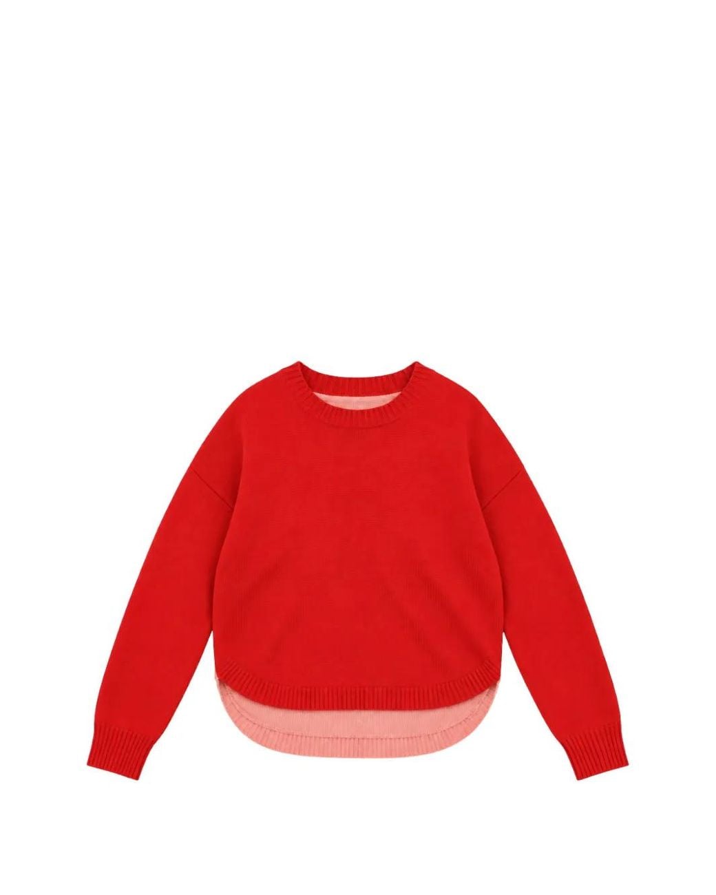 Chinti & Parker Red Colour-Block Curved-Hem Sweater