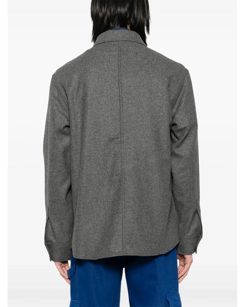 Maison Kitsuné Gray Flannel Shirt Jacket for men