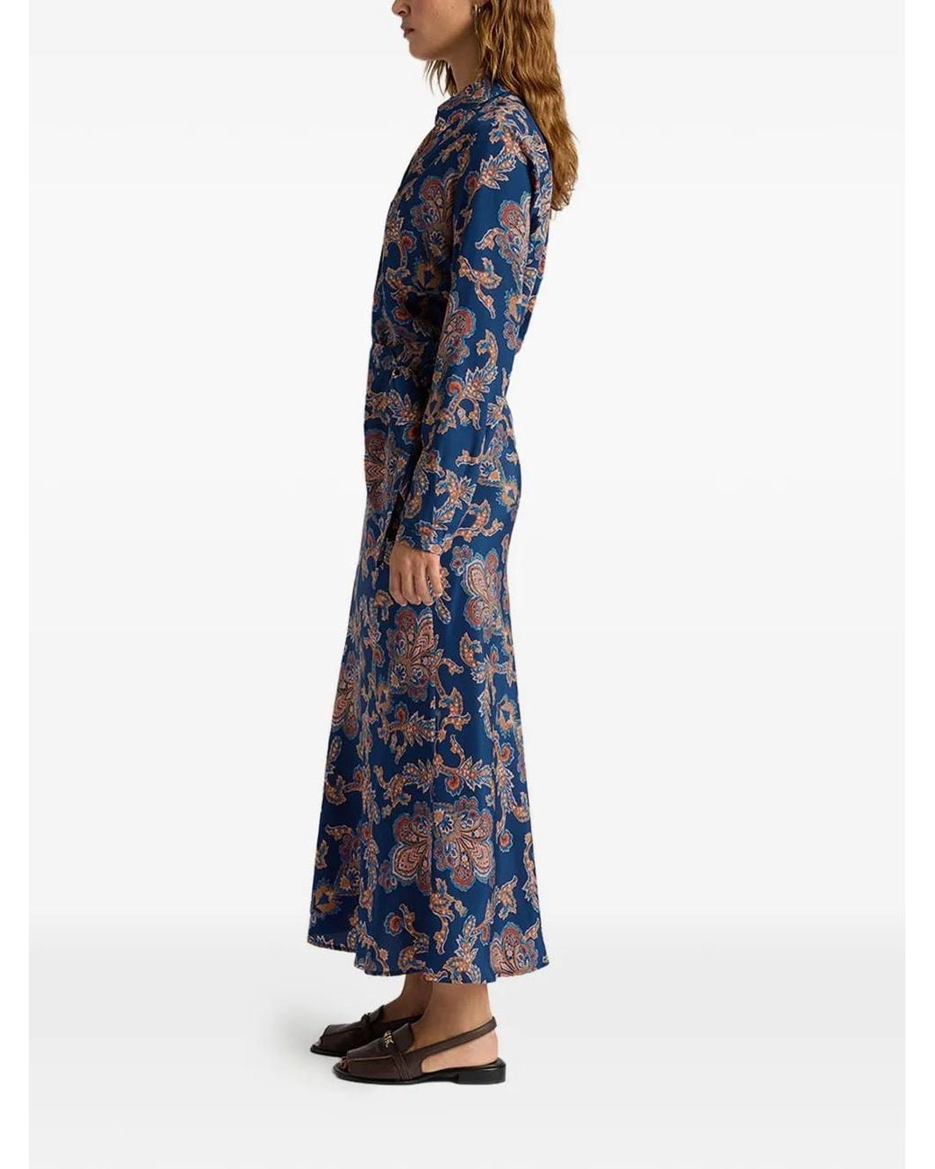 Momoní Blue Dolores Printed Midi Skirt
