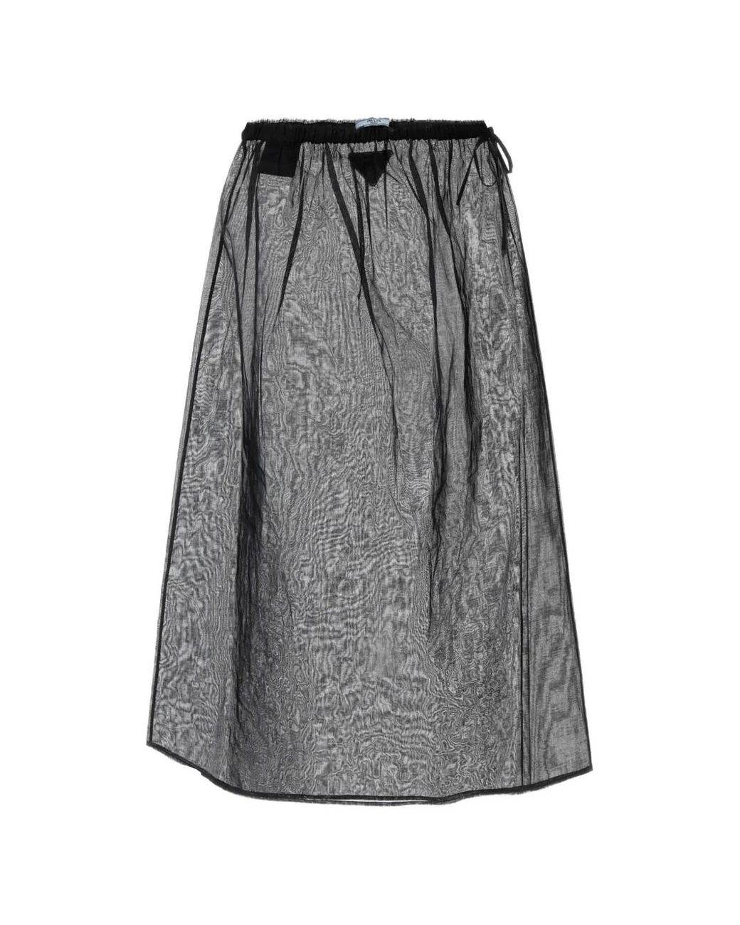 Prada Gray Cotton-Organdy Midi-Skirt
